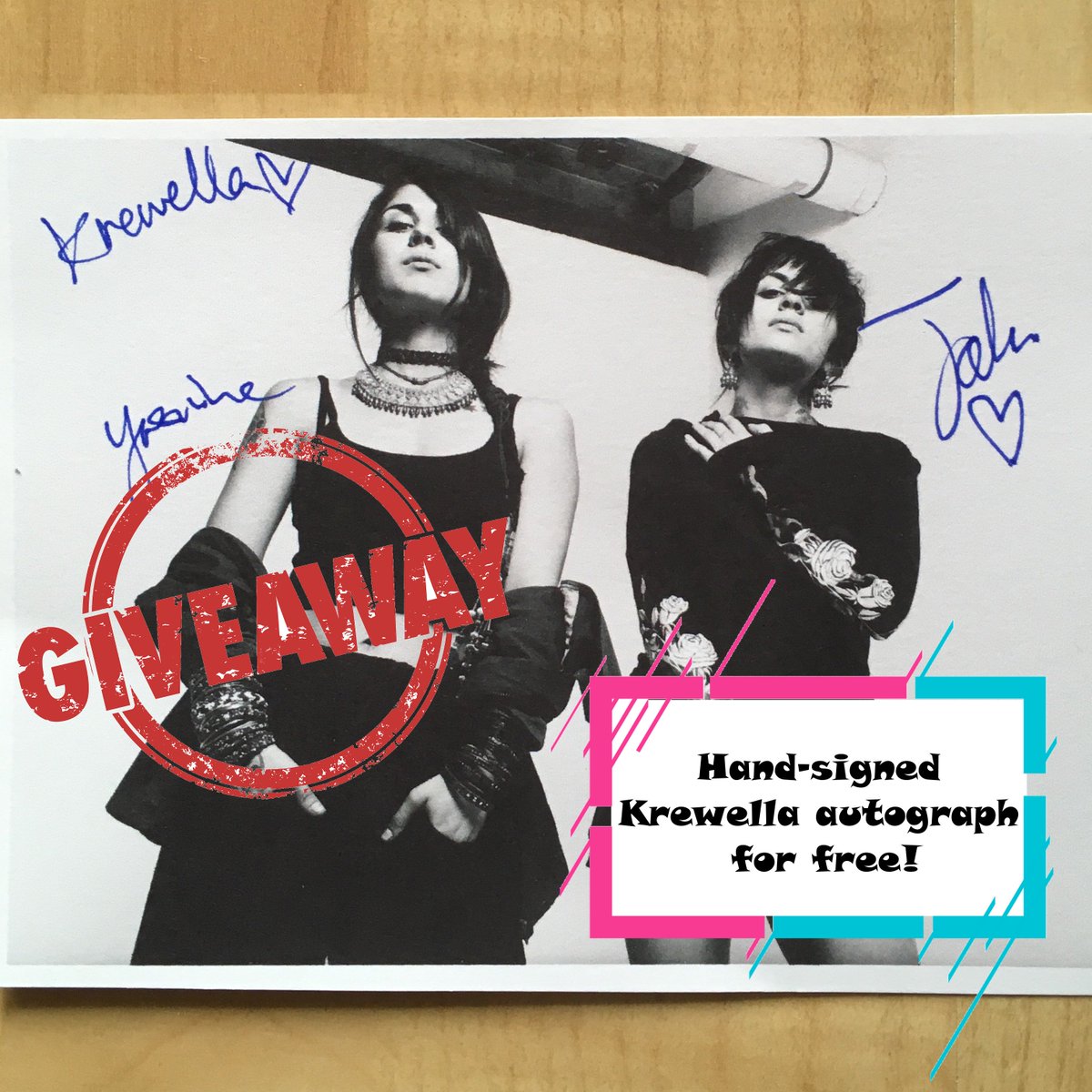 GermanKrew's tweet photo. GIVEAWAY: Win this original @Krewella autograph! How to enter:
1. Follow @Krewella and @GermanKrew 
2. Like and retweet this tweet!
Winner messaged on March 20th. Good luck! #KrewellaGiveawayMarathon @krewellayasmine @KrewellaJahan https://t.co/CzU8wfkASA