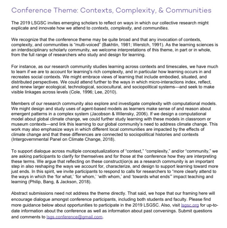 If you’re a grad student who studies learning, submit a proposal to share your work (in progress) at our 4th annual @lsgs_conference. @sesp_nu is hosting! Abstracts due by May 17. Please share widely with peers. And learn more at lsgsc.org