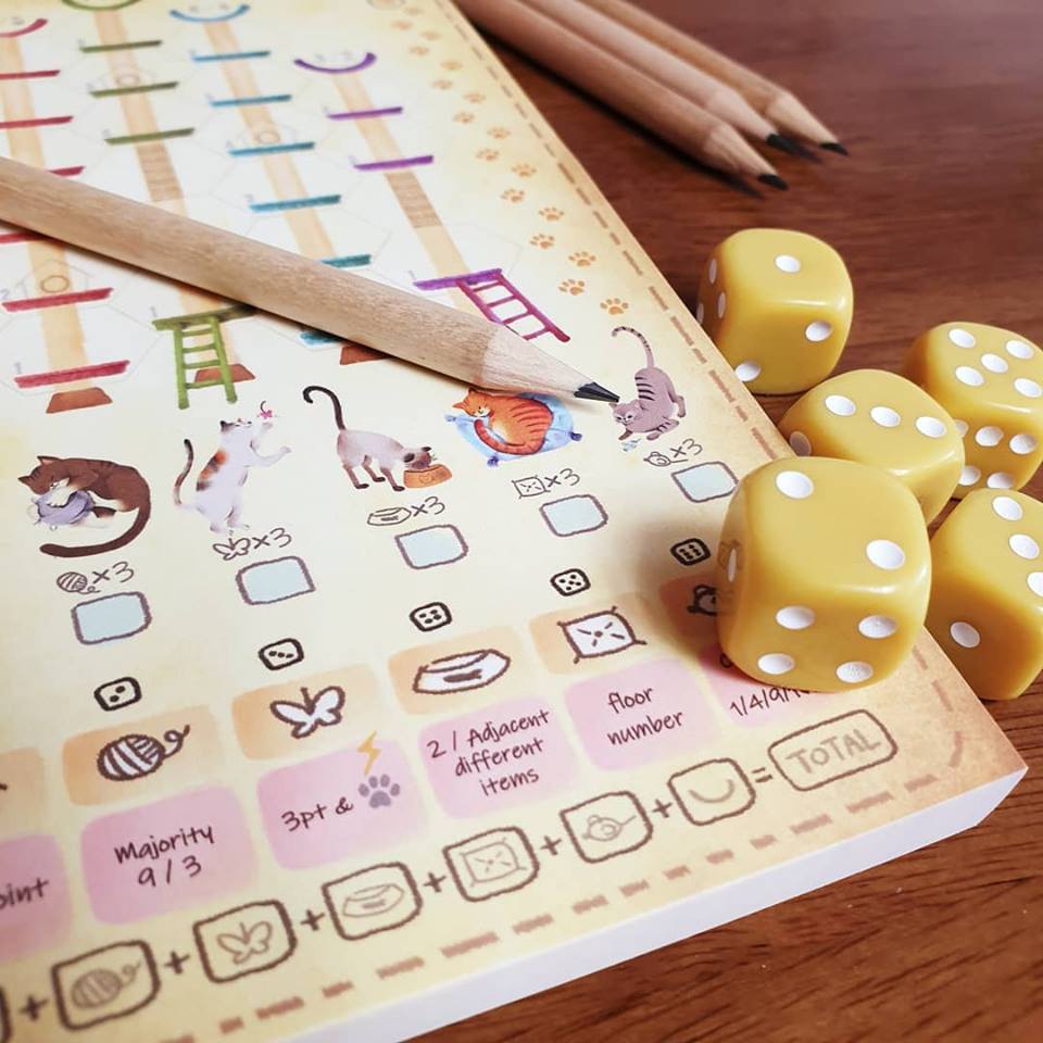 Kyooong's tweet photo. I'll bring a new game, 'Cat Tower' to Osaka GM. I'm looking forward to it 😗 #2019 #osaka #gamemarket #cattower #boardgame #rollandwrite #cat #ボードゲーム #ゲームマーケット #ゲムマ2019春 #ボドゲ #ゲームマーケット大阪 https://t.co/MYIV7xHL1X