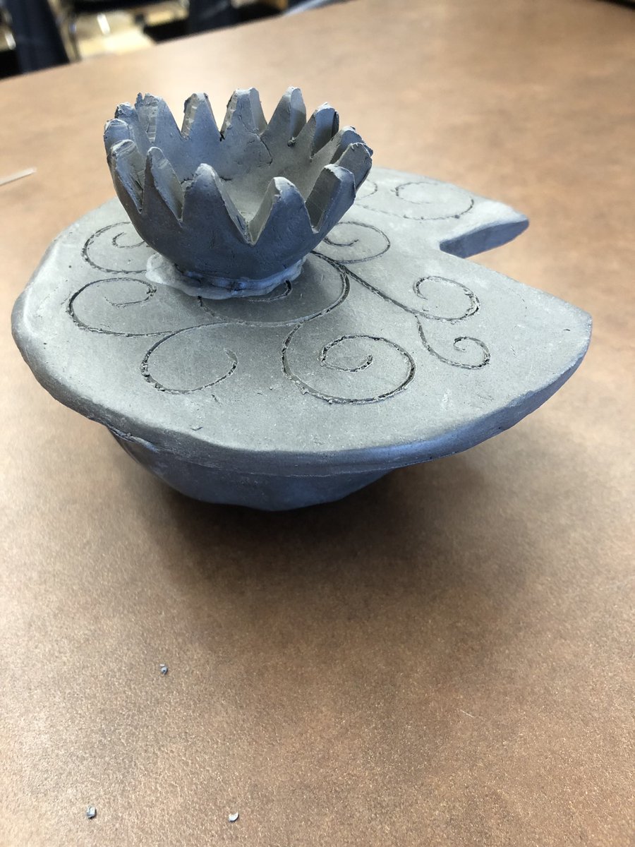 Day 123. 6th gr waterlily bowls. So sweet! #middleschoolart #artteachersofinstagram #artclass #clayclass #monetsgarden I’ll post photos when complete.