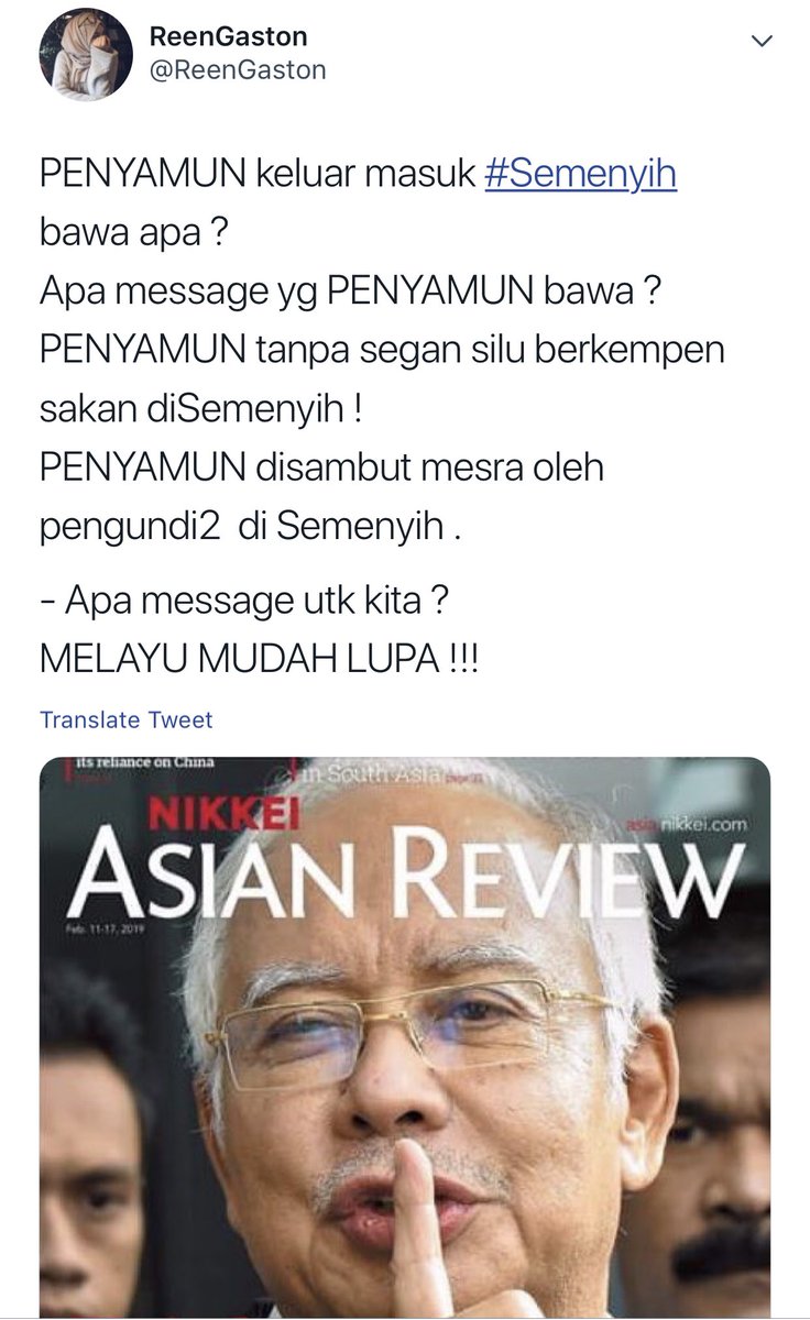 syahir's tweet photo. Yes. Terus salahkan Melayu. Shun all Melayus. Kutuk Melayu mudah lupa. Taktik yang terbukti akan membawa kemenangan kepada Pakatan Harapan. 👍🏻👍🏻👍🏻 https://t.co/owv5HRmFPc