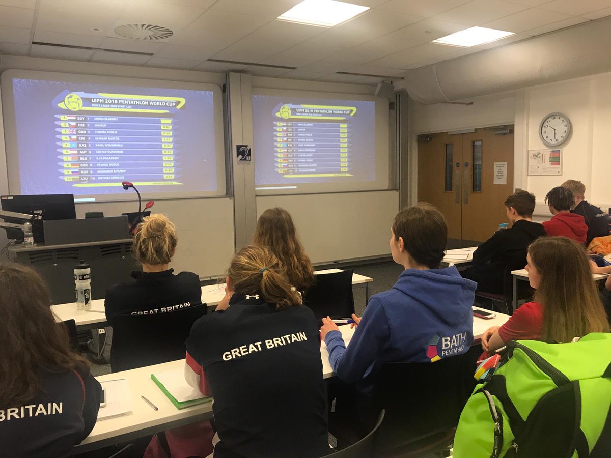 @PentathlonGB U19 team cheering on <a href="/TomToolis/">Tom Toolis</a> &amp; <a href="/myles_pillage/">Myles Pillage</a> from afar for <a href="/WorldPentathlon/">UIPM - World Pentathlon</a> World Cup in Cairo #GoGBR