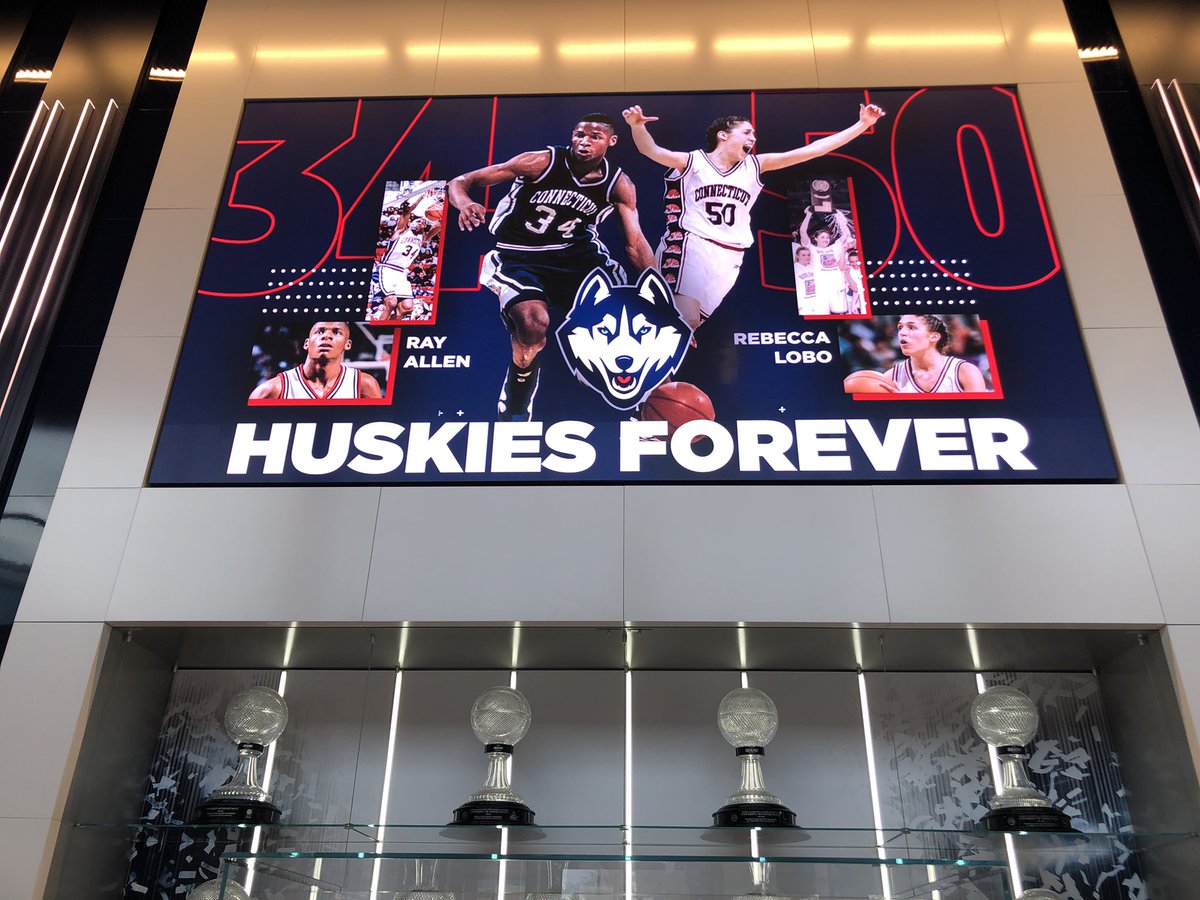 UConnHuskyAD's tweet photo. Congrats to #34 and #50 your legacy will be etched in UCONN history. @UConnHuskies @UConnWBB @UConnMBB https://t.co/tHHseGRhk9