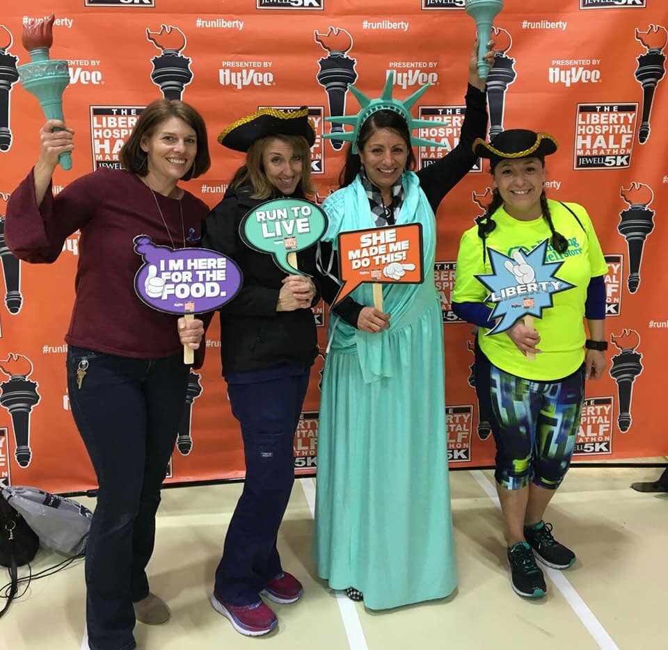 scbolin's tweet photo. Despite the cold temps and lots of hills, the @LibertyHalf put on a fun event with great support and music. Fun with friends! #runLiberty https://t.co/X69oqcstEN