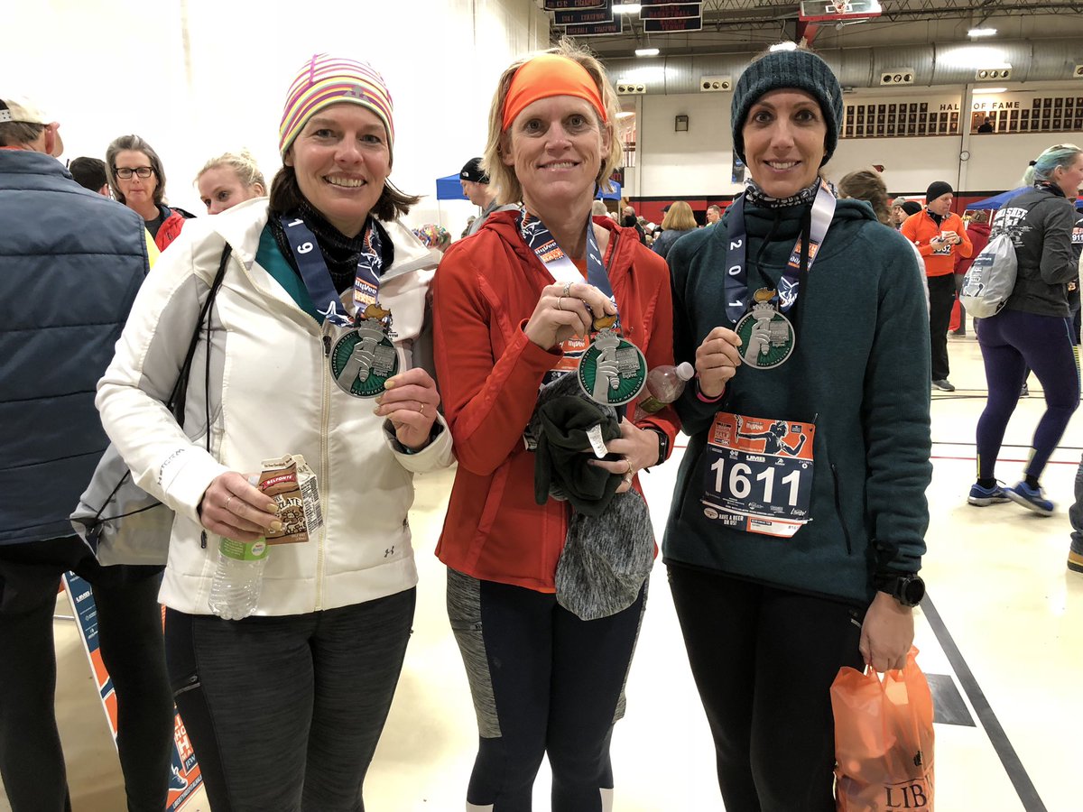 scbolin's tweet photo. Despite the cold temps and lots of hills, the @LibertyHalf put on a fun event with great support and music. Fun with friends! #runLiberty https://t.co/X69oqcstEN