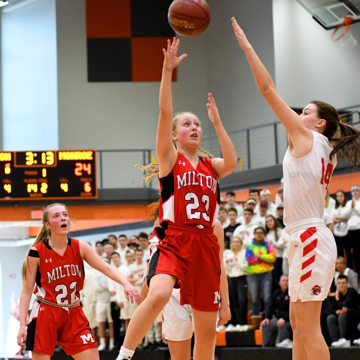 SchDistofMilton's tweet photo. What a fun run!

@MHS_GBball gave the Monroe Cheesemakers all they could handle this afternoon in a WIAA Sectional Final game at Oregon High School, but Monroe hung on for the 62-51 win, ending our Red Hawks' season. https://t.co/ScUbMjLnB3