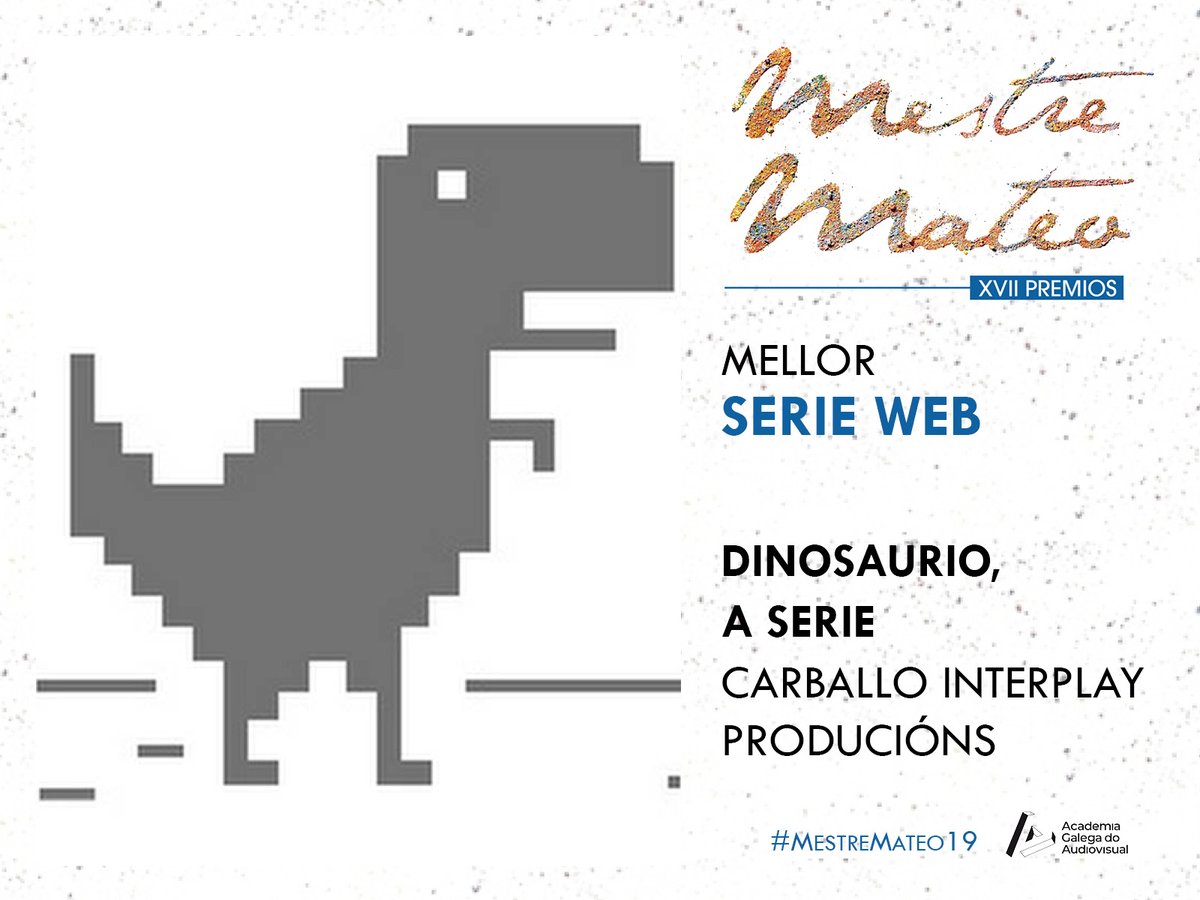 🎉🎉🎉🎉 Parabéns a <a href="/InterplayFest/">Carballo Interplay</a> , un dos festivais que tanto nos gustan a <a href="/daccultura/">Cultura Depu. Coruña</a> que está de festa polo premio #MestreMateo19 á mellor Serie Web por <a href="/DinosaurioSerie/">Dinosaurio La Serie</a> 👏👏👏👏
E un abrazo moi especial para o gran <a href="/XRegueira/">xose regueira</a> , que hoxe está de festa!!!!