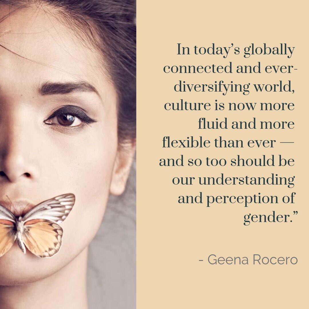cusagsrc's tweet image. Quote of the Week: Geena Rocero 🏳️‍🌈

“In today’s globally connected and ever diversifying world, culture is now more fluid than ever—and so too should be our understanding and perception of gender.”
•
[image description] Geena pictured with a butterfly covering her mouth