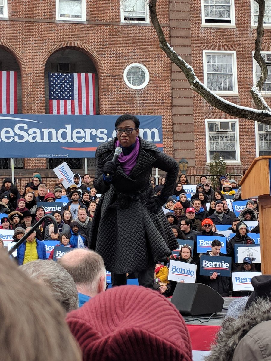 Got a great shot of @ninaturner from the rally today. Nina you sure know how to rouse a crowd. A lesson on the measure of a man that Dr. King would be proud of. @BernieSanders you've got a hell of a fighter with ya #BernieInBrooklyn #Bernie2020  #BrooklynCollege