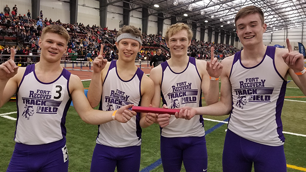 OHMileSplit's tweet photo. Fort Recovery earns a come from behind win in the 4x200 relay - they recorded a time of 1:31.33 @FRLS_Indians https://t.co/zgeyzRr7sC