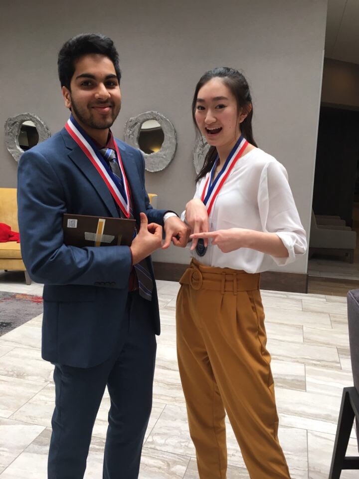 nchsBPA's tweet photo. Two of our national qualifiers: Chapter VP (and next year’s co-prez) Caroline Li &amp; Abhinav Bawankule #BPAIL19 https://t.co/NypIP25lnC