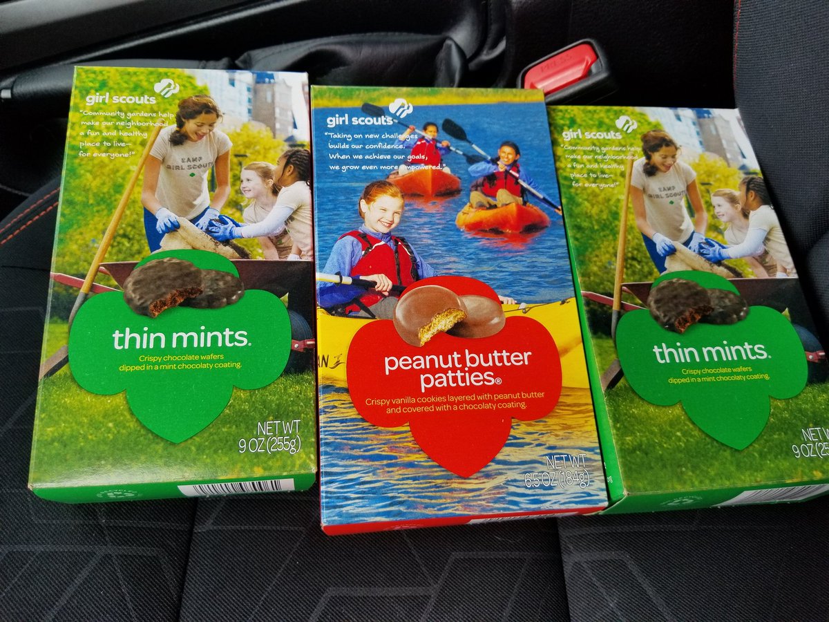 Senjo41A's tweet photo. I tired to avoid them, but the little #Girlscouts set up and covered both exits. They got me their ninja moves and some hypnotic cookie buying cheer 😵 😄 💚 #Thinmints #PeanutButterPatties #CookieLove #CheatSnack https://t.co/iLBTnqWF8z