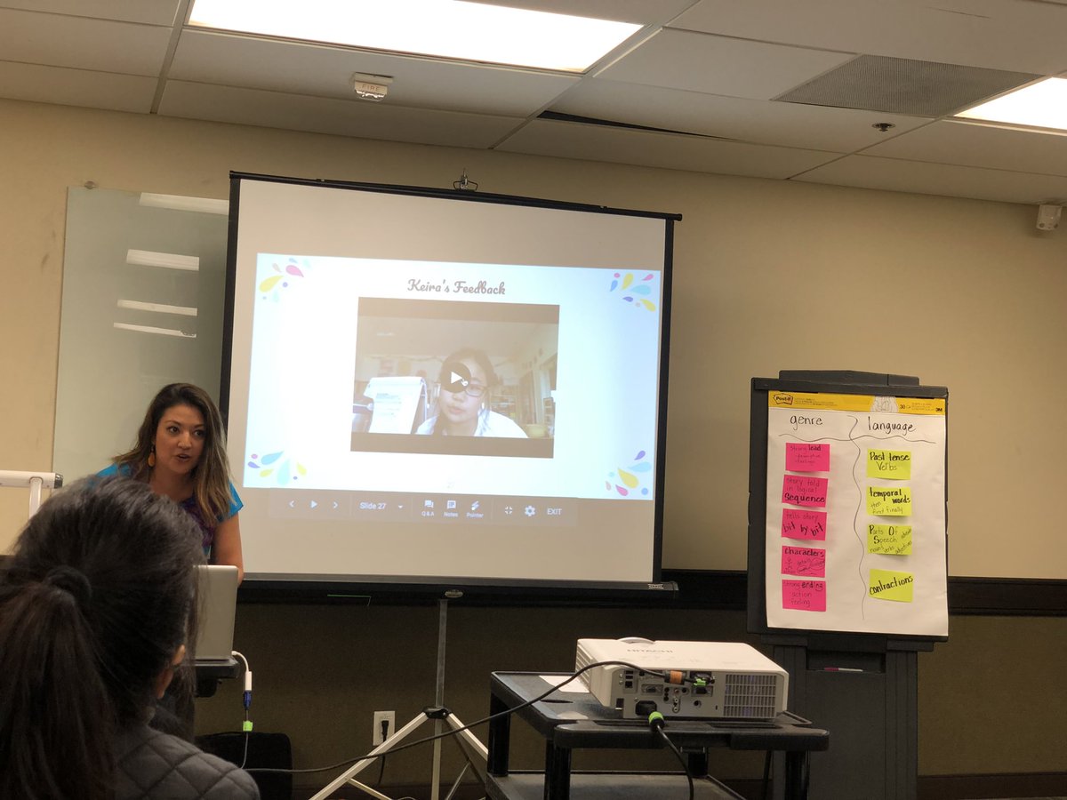 sdlocal777's tweet photo. Candice’s students use @Flipgrid for peer feedback! #writing #write #sdawp #nwp #WRG #springconf19 #equity #language https://t.co/EtYmYALP35
