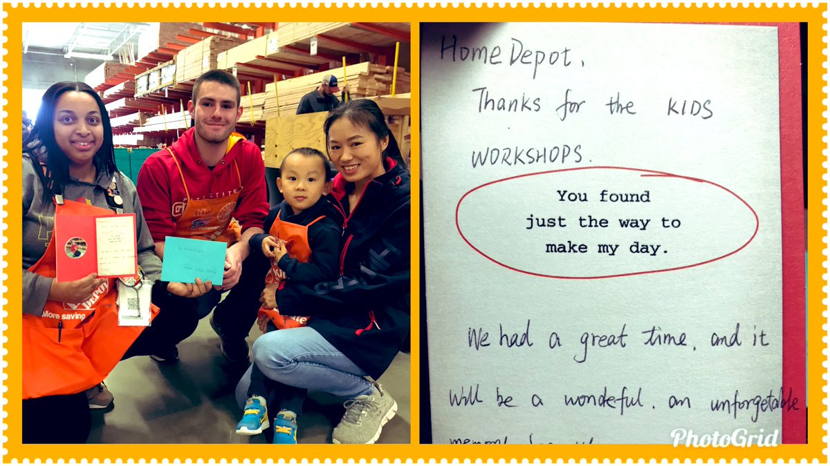 Wow!! Creating Emotional Connections at Kids workshop in Pittsburg, Family wrote a letter Thanking Home Depot for the last year of workshops #nevermissed #2220 #futurebuilders