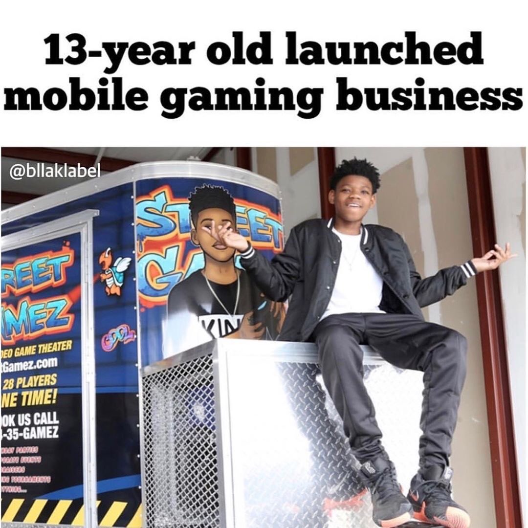 STEMContentAcad's tweet photo. Today’s inspiration: this teen tech entrepreneur #stephonsanders. The 13 year old launched #streetgamez , a mobile gaming theater that can hold up to 28 players in Tampla, Florida. https://t.co/ZogGtpiIdH