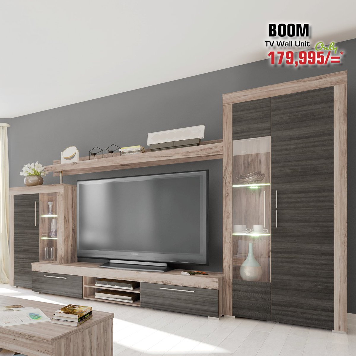 furnpalace's tweet image. When you're looking for a pretty elaborate entertainment set you need the right TV Wall Unit to play the part and this Boom set does just that #furniturepalace #furniture #tvwallunit