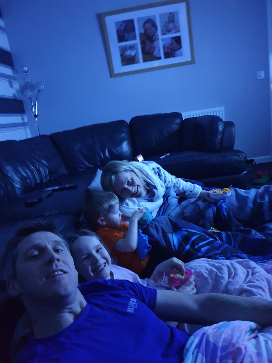 afleming1769's tweet photo. Wee DVD night on the floor with the family. Blankets covers pillows the lot. #happydays #snacks #popcorn #fatsats https://t.co/O6PFj5KtXy