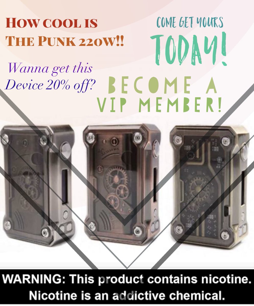 RevOfTupelo's tweet photo. Come shop with us today!  Hours/11:00-9:00 😎 Let us hook you up with this stunning mod and one of our many amazing tanks ! Become apart of the team and save 20% every purchase for life!!  #vaping #teslapunk220 #clouds #eastmaintupelo #revvapingcompany https://t.co/503rP6S2rt