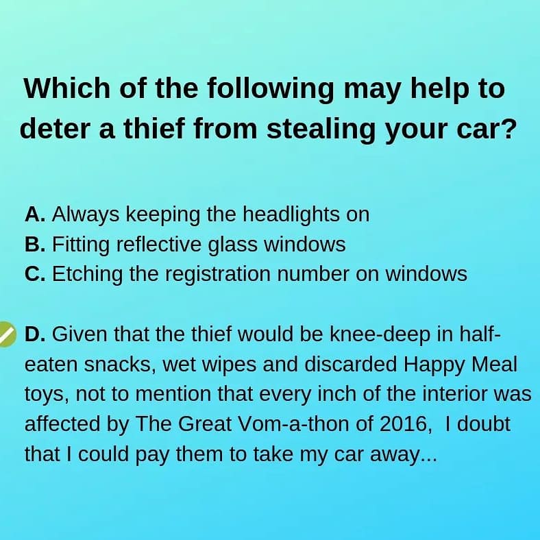 I really think that we need to pop a couple of extra questions into the drivers theory test for parents - small children really are the ultimate hazard 😂 😉
m.facebook.com/story.php?stor…