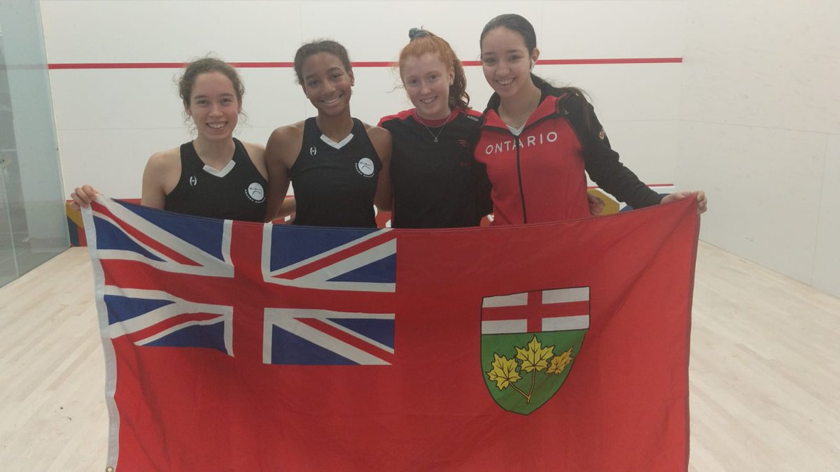 GoTeamOntario's tweet photo. #CGSquash Team Ontario Strikes GOLD π₯ on the court! Charlotte Orcutt (Toronto), Briana Jefferson (Mississauga), Molly Chadwick (Toronto), Salma Mounir (Mississauga) defeat BC to take the title of Squash Women's Team Champions! Congratulations!
#GoTeamO @squashontario https://t.co/FE1zm1cLut