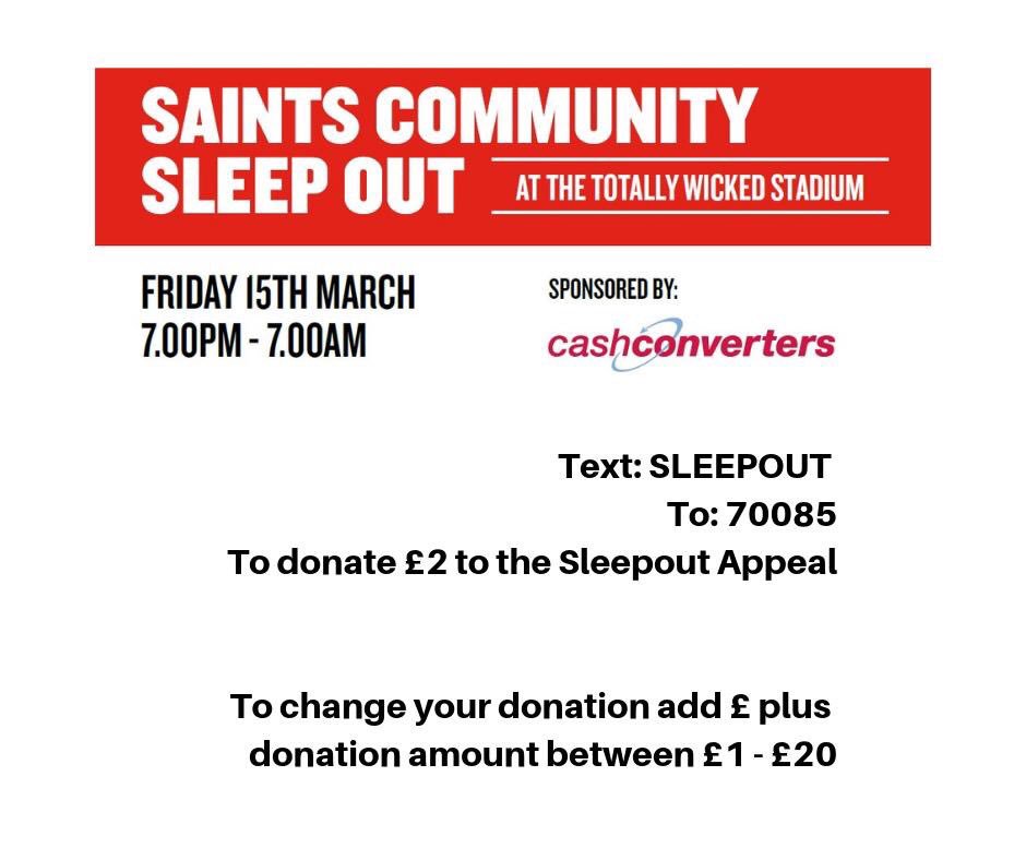 TeardropsOrgUK's tweet image. PLEASE RT!
It’s the #SaintsCommunitySleepout on 15th March! Do you know anyone who would like to support the #homeless in #StHelens by taking part? Age 14+, clubs, youth clubs or school groups? Register below or text a donation. TY. Hope to see you there! saintsrlfc.com/2019/01/30/sai…