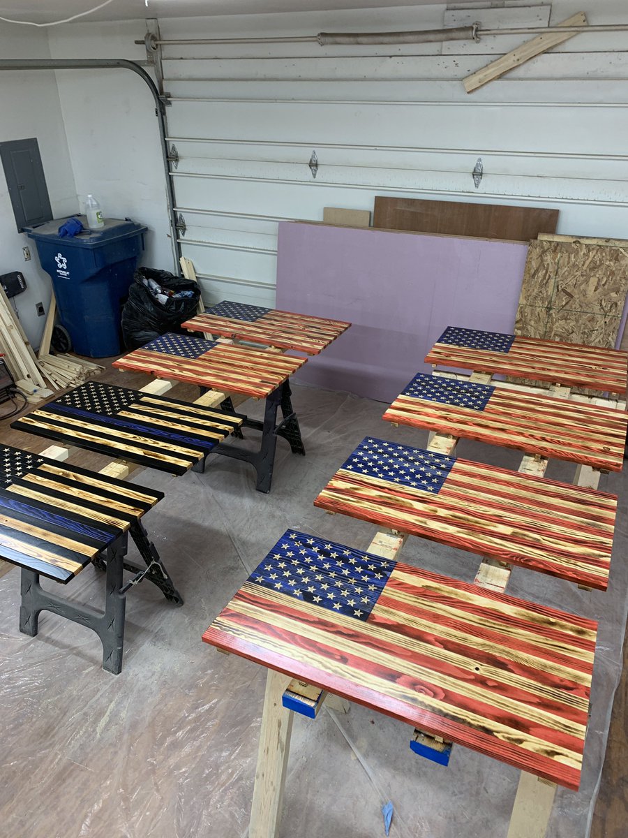 Assembly line is rollin’! 🇺🇸#woodworking