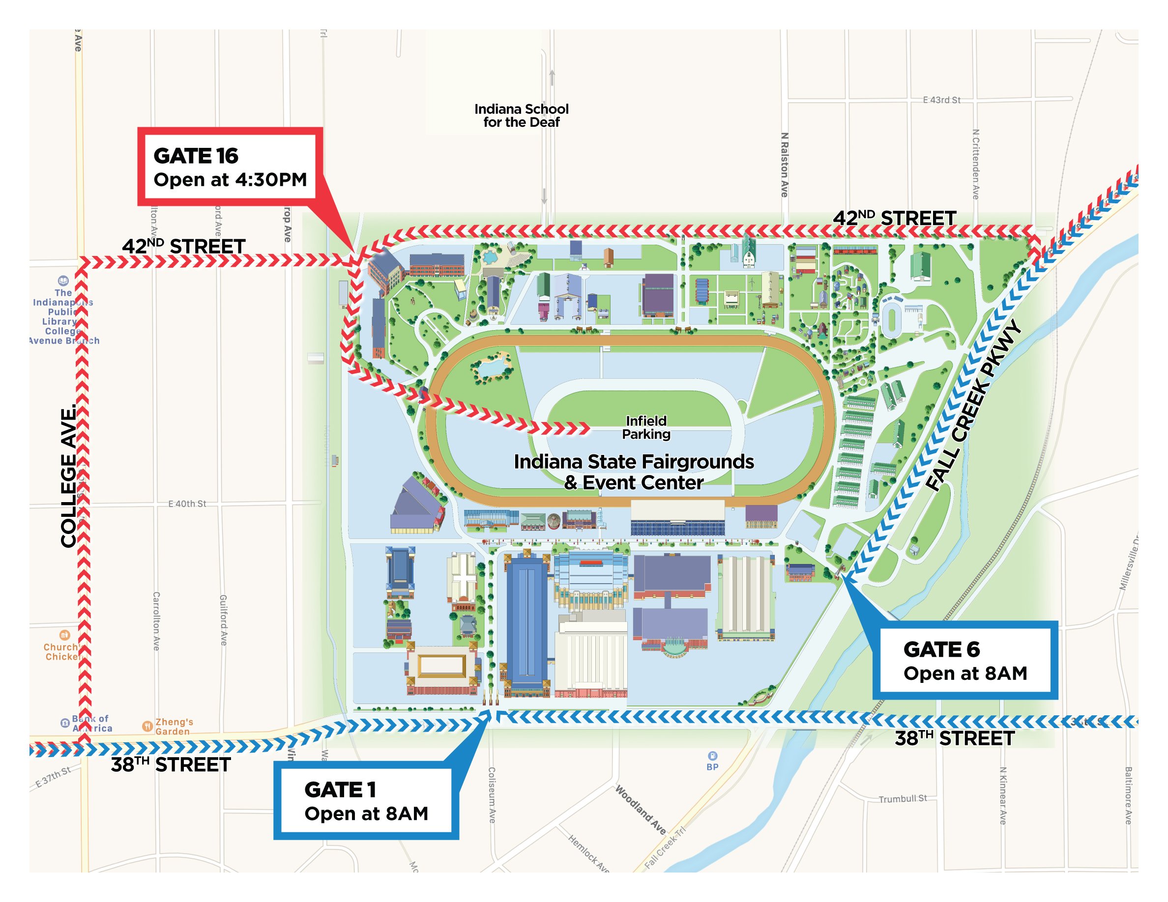Indiana State Fair Map Indiana State Fair On Twitter: "Don't Forget! We're Opening Up Gate 16 At  42Nd Street And The Monon Trail At 4:30Pm To Help Get You To Some @Indyfuel  Hockey On The Double!