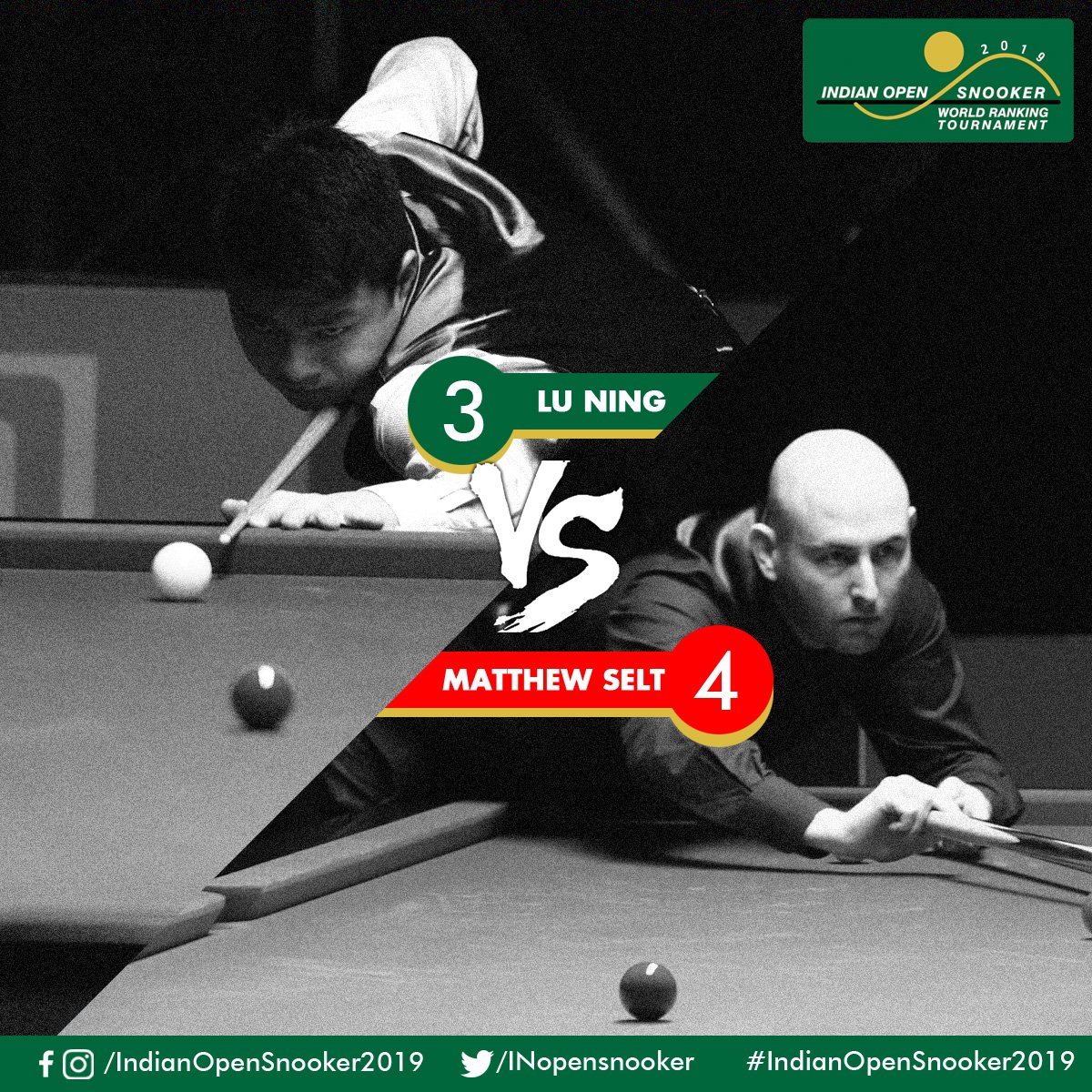 Chinese player Lu Ning lost to Matthew Selt (England) by 4-3 in quarter final at  #IndianOpenSnooker2019 

#IndianSnooker #WorldSnooker