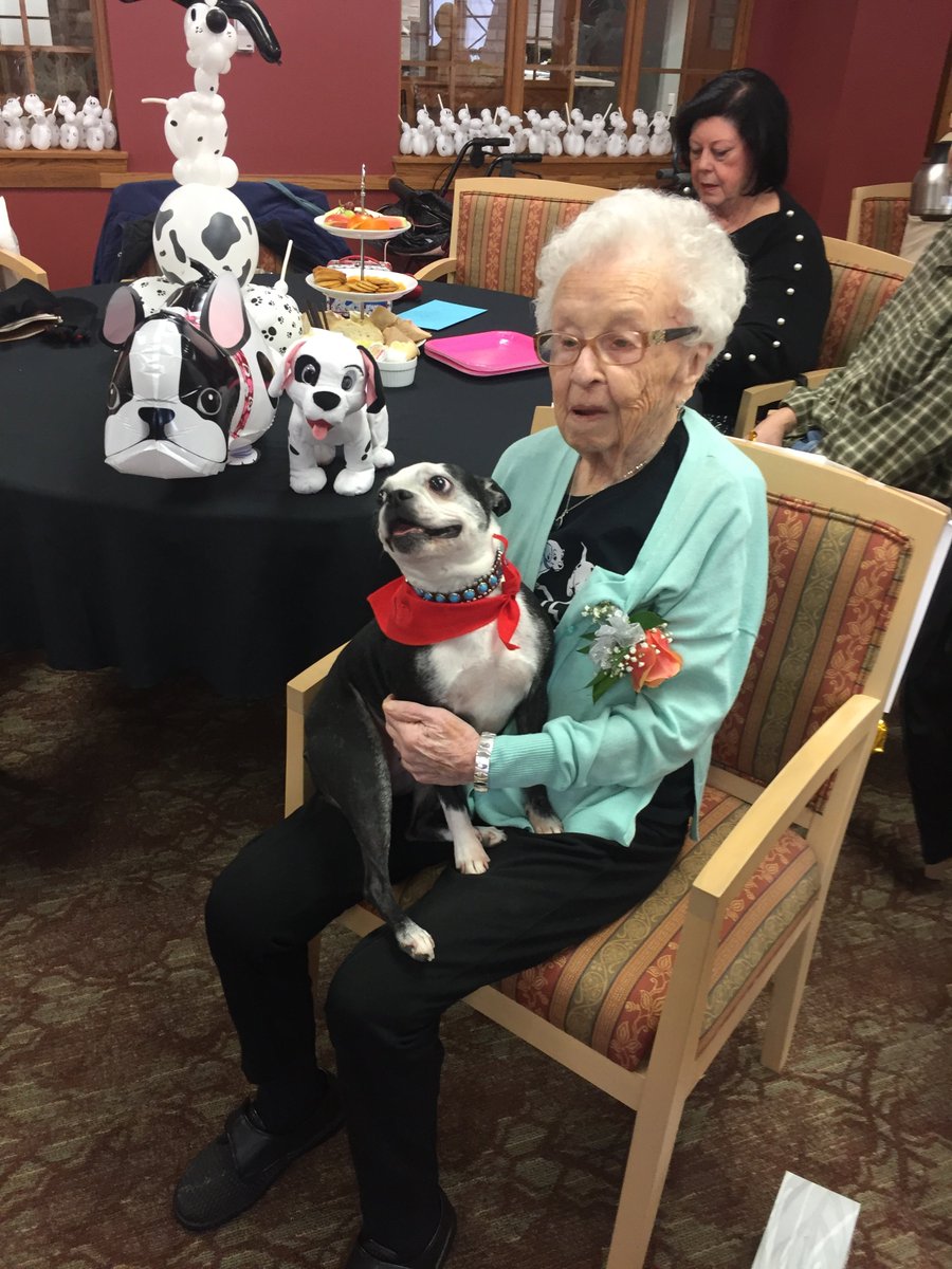 Taunton_Mills's tweet photo. Happy Birthday Margeret! We are celebrating Margerets 101st birthday with family, friends and dogs! We all enjoyed the dog show.  
#happybirthday #schlegelvillages #101 https://t.co/I2XbdQb7hj