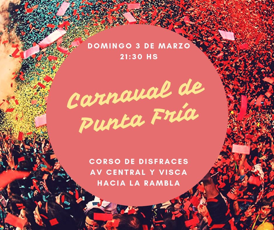 Mañana domingo 3 de marzo corso de disfraces en Punta Fría 🎭 <a href="/mafgaleano/">M. Fernandez Galeano</a>