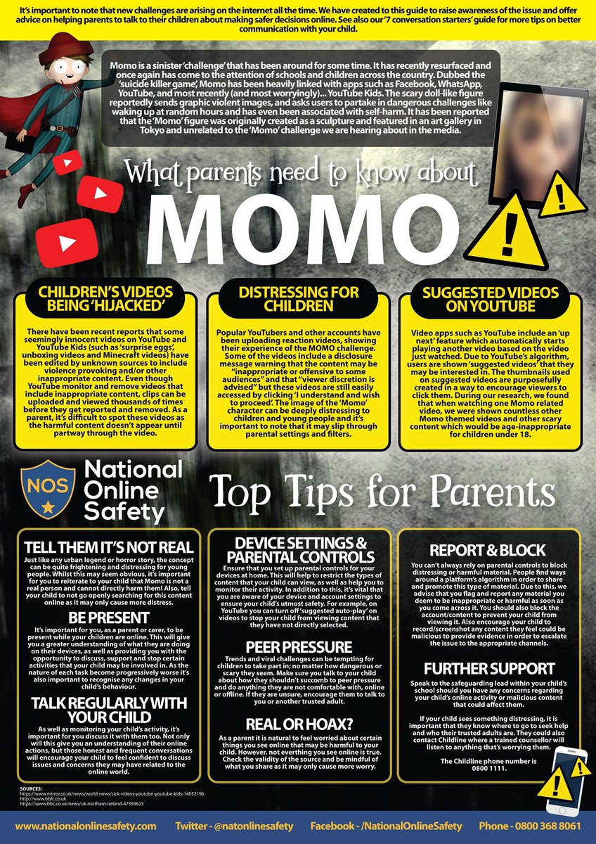 Please review this quick flier about the “Momo Challenge” hoax with tips on how to support our kids. It is important that we are all #WorkingTogether to make sure we address these kinds of issues, and we strongly encourage parents to talk with their kids! 

Campus Administration