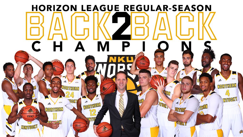 NKUNorseMBB's tweet photo. Heyyyyy #NorseNation, today's win guarantees your Norse at least a share of the #HLMBB title!!!!! #Back2Back #ChampionsAreMadeHere #NorseUp  #TakeNotice https://t.co/DaK87Du251