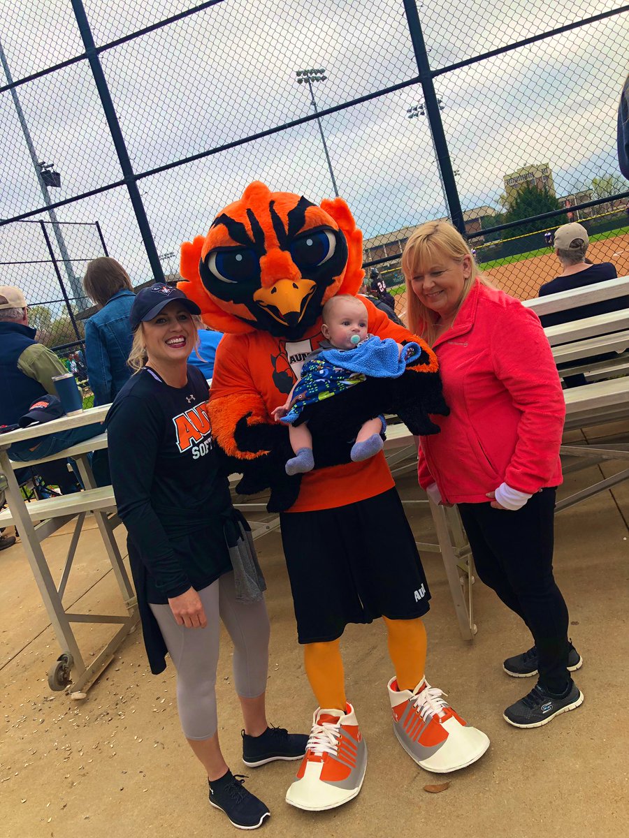 First picture 📸
Baby: uhhh mom are you sure this is safe?

Second picture 📸
Baby: yeah he’s cool 😎  
#AUMsoftball #curtissthewarhawk