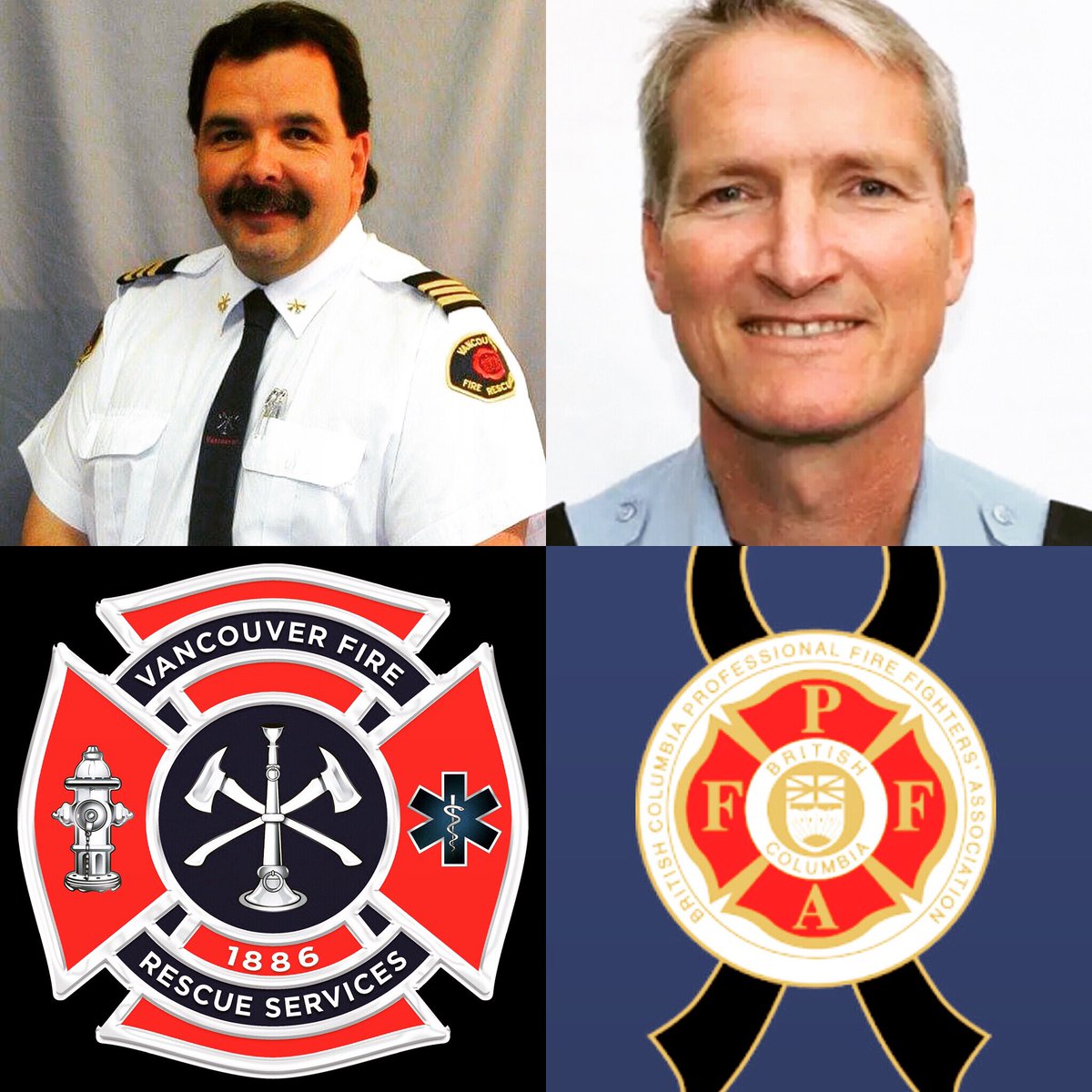 FireChiefReid's tweet photo. On Monday we honour the service &amp; lives of two #VFRS members who died in the Line of Duty. 

Pls hold their families &amp; colleagues in your thoughts.

To the fallen:
-Chief T.O. Bob Chapman
-Captain Bob Rosenlund

Pls RT in their memory.

#BCFallenFireFightersMemorial #ProudChief https://t.co/lCxP6oHqlQ