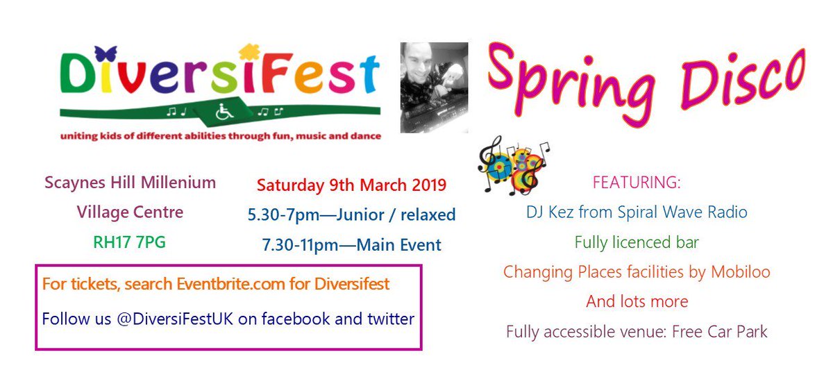 DiversiFestUK's tweet image. This time next week the disco will be in full swing! Its open to all, with and without disabilities, has a fully licenced bar, Changing Places facilities, Photographer and more! Search Eventbrite for "Diversifest" for tickets