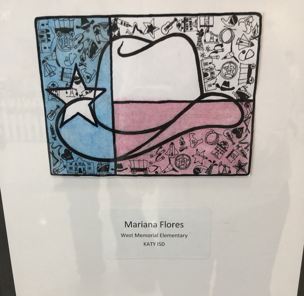 MrsMorfordRKE's tweet photo. I just had to stop by and see my student’s art work on display at the @RODEOHOUSTON today. So proud of Mariana! @PaulMoussavi @tseaman1 @CummingsMiranda https://t.co/PQzgEfFiJd
