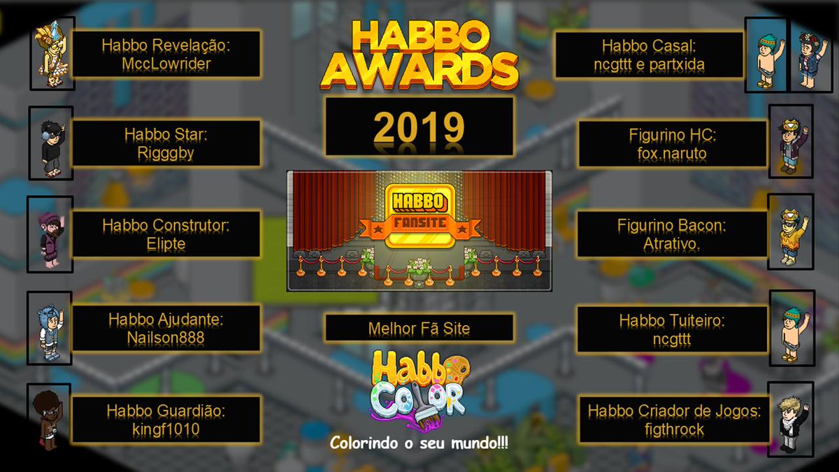 r_oliva8's tweet photo. A @HabboColorFS está com 10 indicados e é claro a nossa melhor rádio também está na final!!! Vote já na melhor chapa e na melhor rádio desse @HabboPTBR !!! Mais uma vez obrigado a todos!!! ❤️#HabboAwards2019 #Habbo #BondeHBC #Color2019 #HabboColor https://t.co/yi1sLs43YS