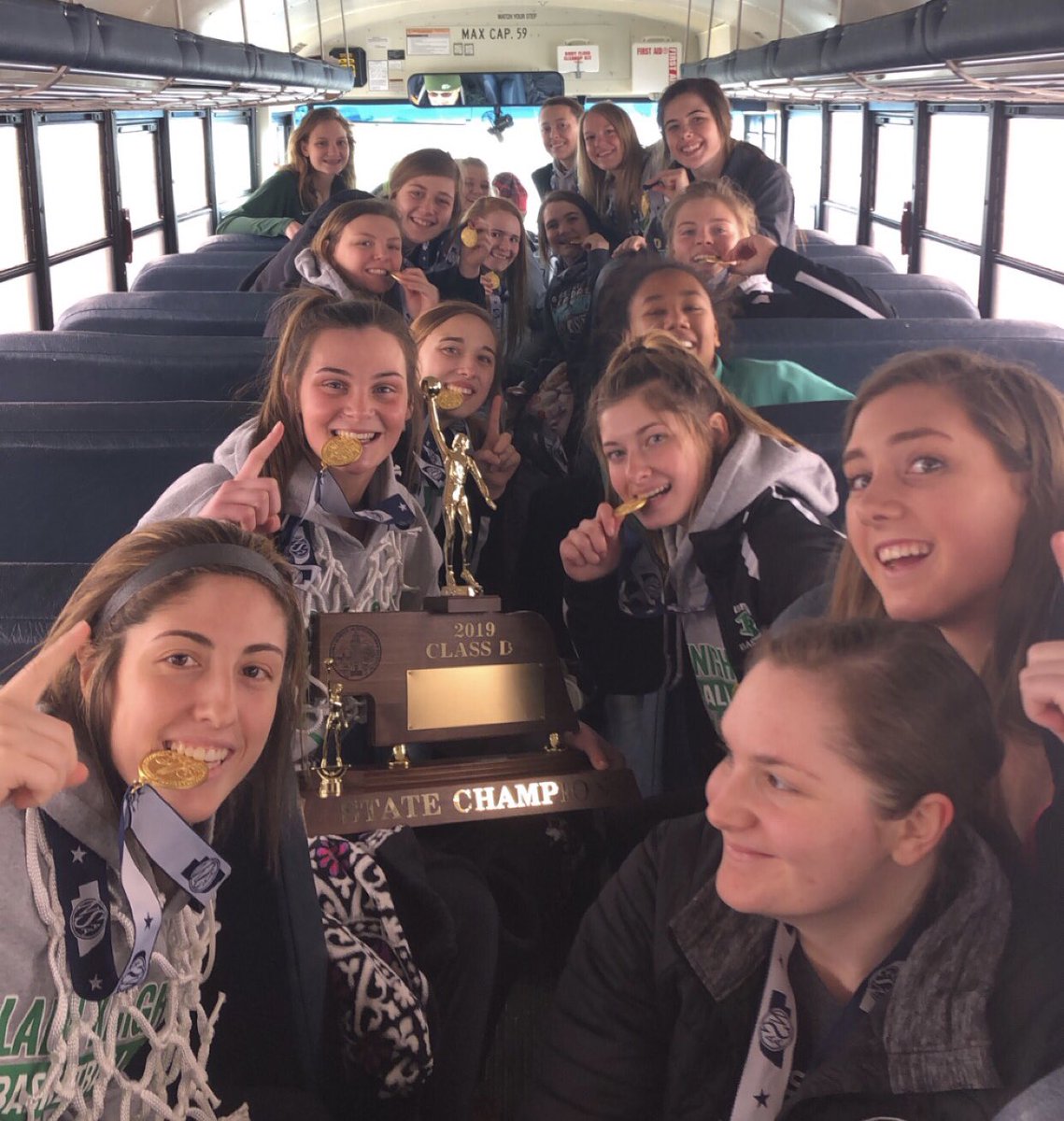 That’s what a State Championship team looks like! Congratulations to the girls for all their hard work. We have been undersized all season long and a lot of people called us underdogs. We knew what we were capable of achieving. 19-8 and coming home with some hardware!