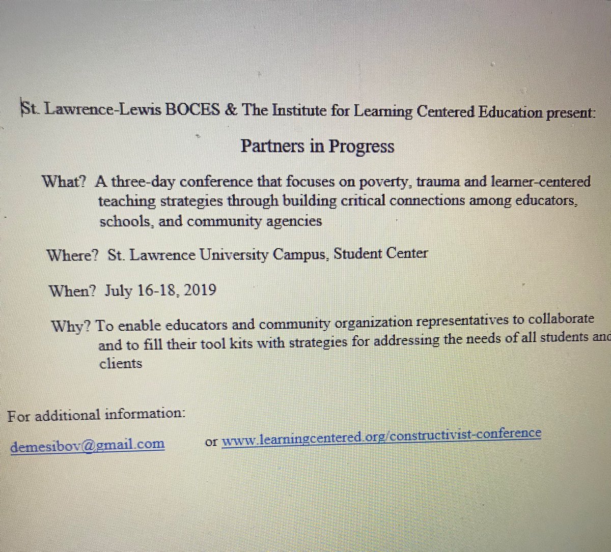 The Institute for Learning Centered Education tweet media