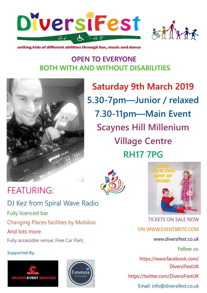 DiversiFestUK's tweet image. #westsussex #inclusion #disco #djkez #event #scayneshill #haywardsheath
@mencap_charity @midsussex_times @Danwhite1972 @Aldingbourne_T @SussexChamber @andrewdancer97 @T21BrightonHove @DCPcampaign @AnsellJE @AlisonLapperMBE @CompleteWM please retweet!