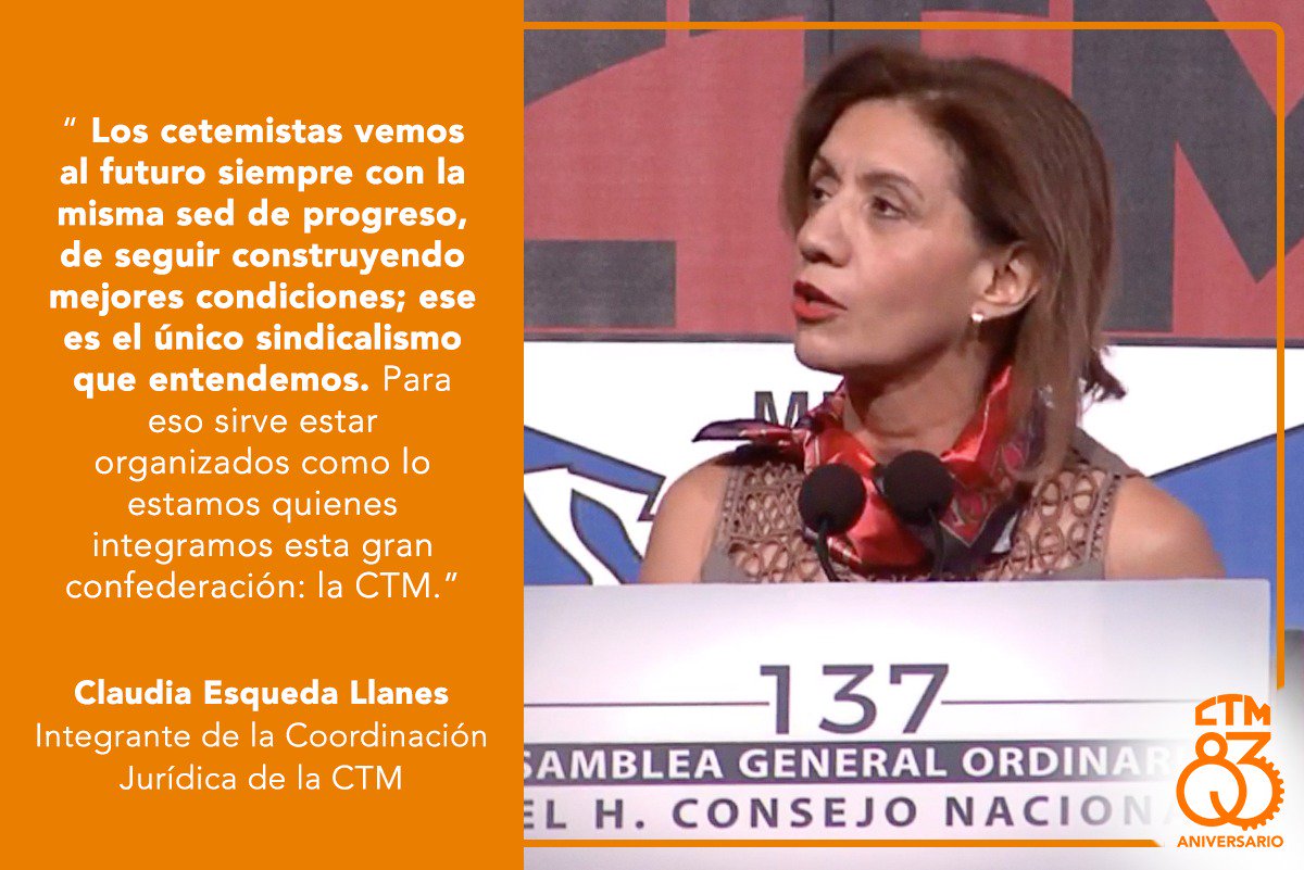 Durante su participación en la celebración de los #83AñosCTM, nuestra compañera Claudia Esqueda Llanes reconoció la unidad y fortaleza de nuestra Confederación.