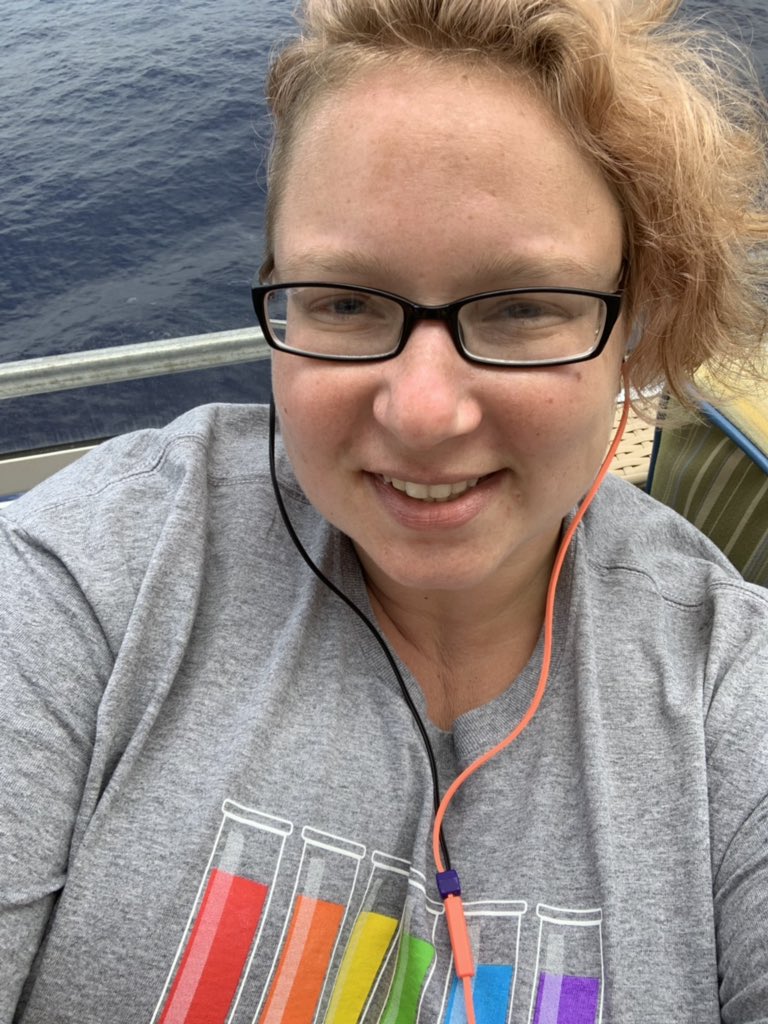 StuffByJNo's tweet photo. Quiet time on the last day of the cruise. I love me some ocean. Representing #diversityinscience at sea and have gotten quite a few compliments! #scientistsatsea https://t.co/KfLjX6GgJV