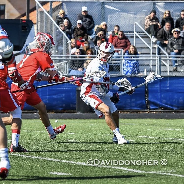JoshKrutowsky's tweet photo. BIG shoutout to @BrettErskine17 for a 6 point (5 G, 1 A) game in @UDMLAX big win over Bellarmine!! #BrickRowAlum https://t.co/VQ8i8fwRGR