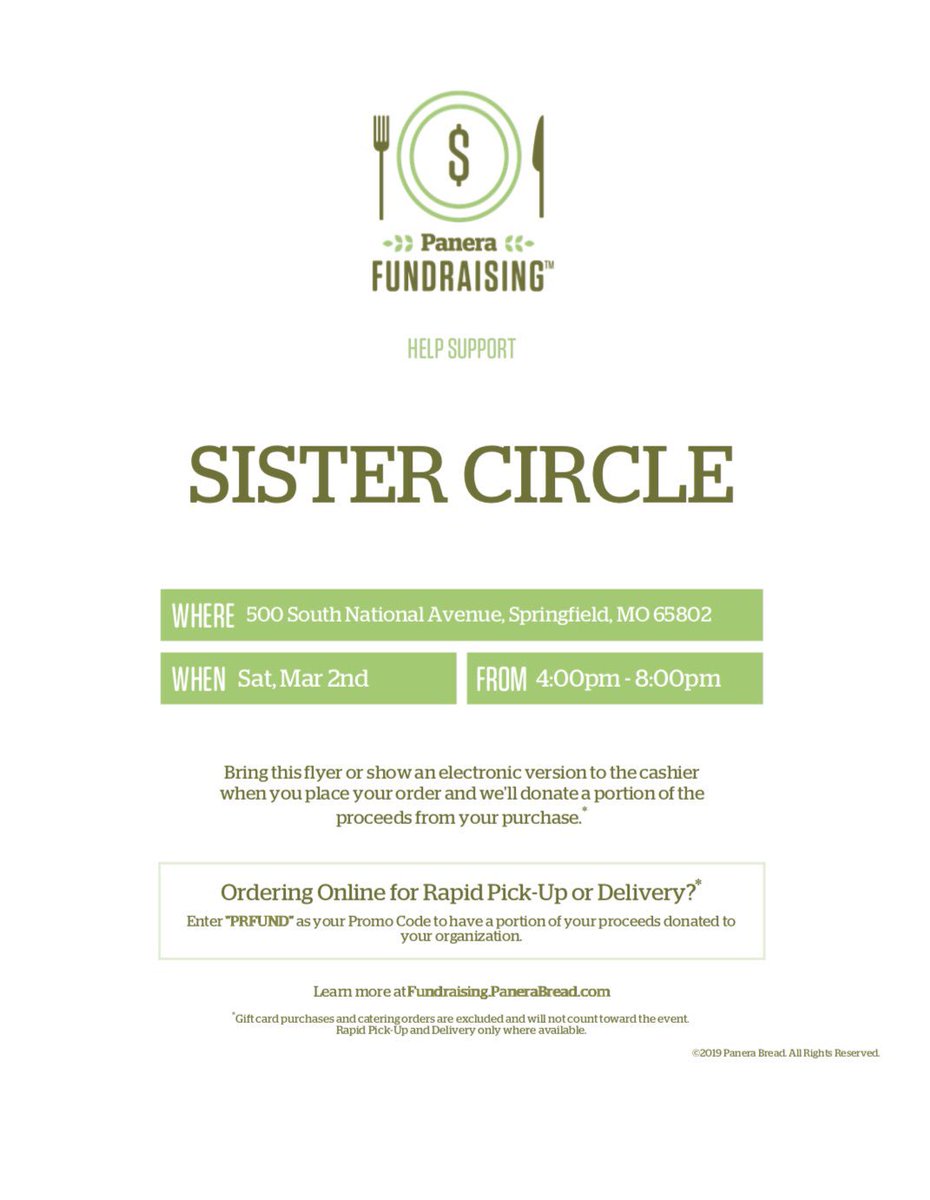 Sister Circle is having a fundraiser today from 4-8pm! You can even get it delivered just put the code “PRFUND” 😋