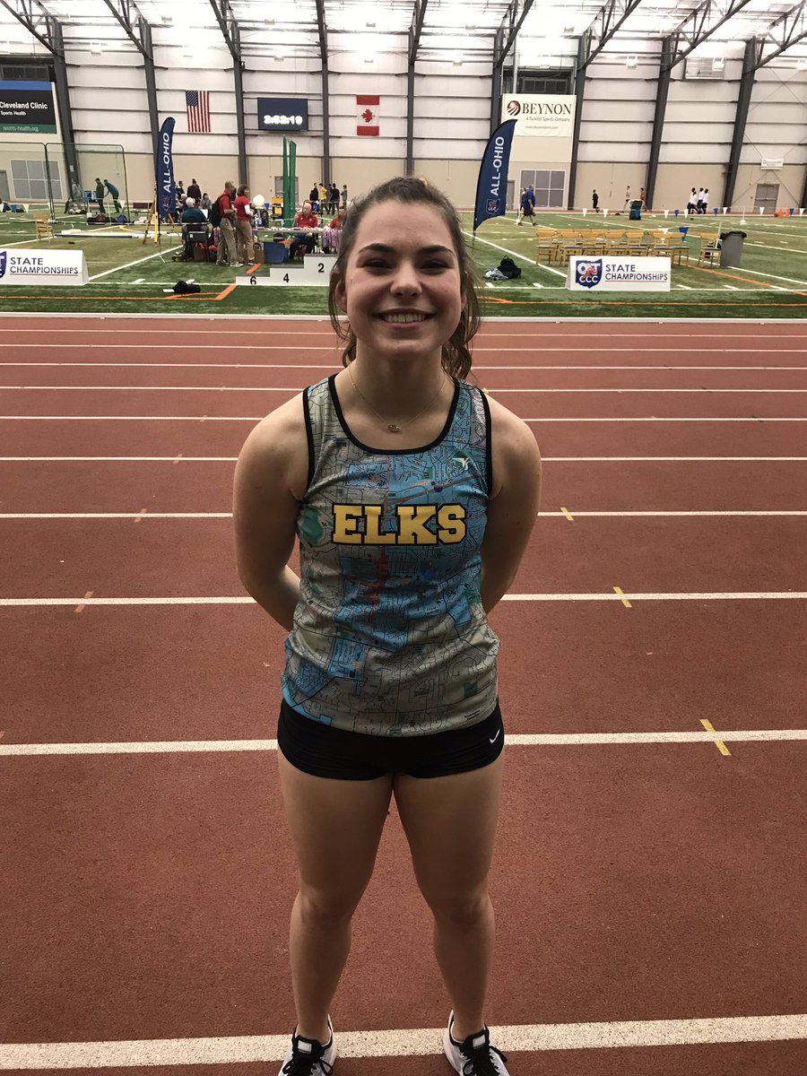 TrackElks's tweet photo. Pure joy today to watch @EllieSpiewak compete at such a high level! Has 2 fouls, refocuses and hit a big jump then goes to work and earns 2nd place in the triple jump &amp; is now All State! Way to compete Ellie! #elk way https://t.co/wDV2HBJc26