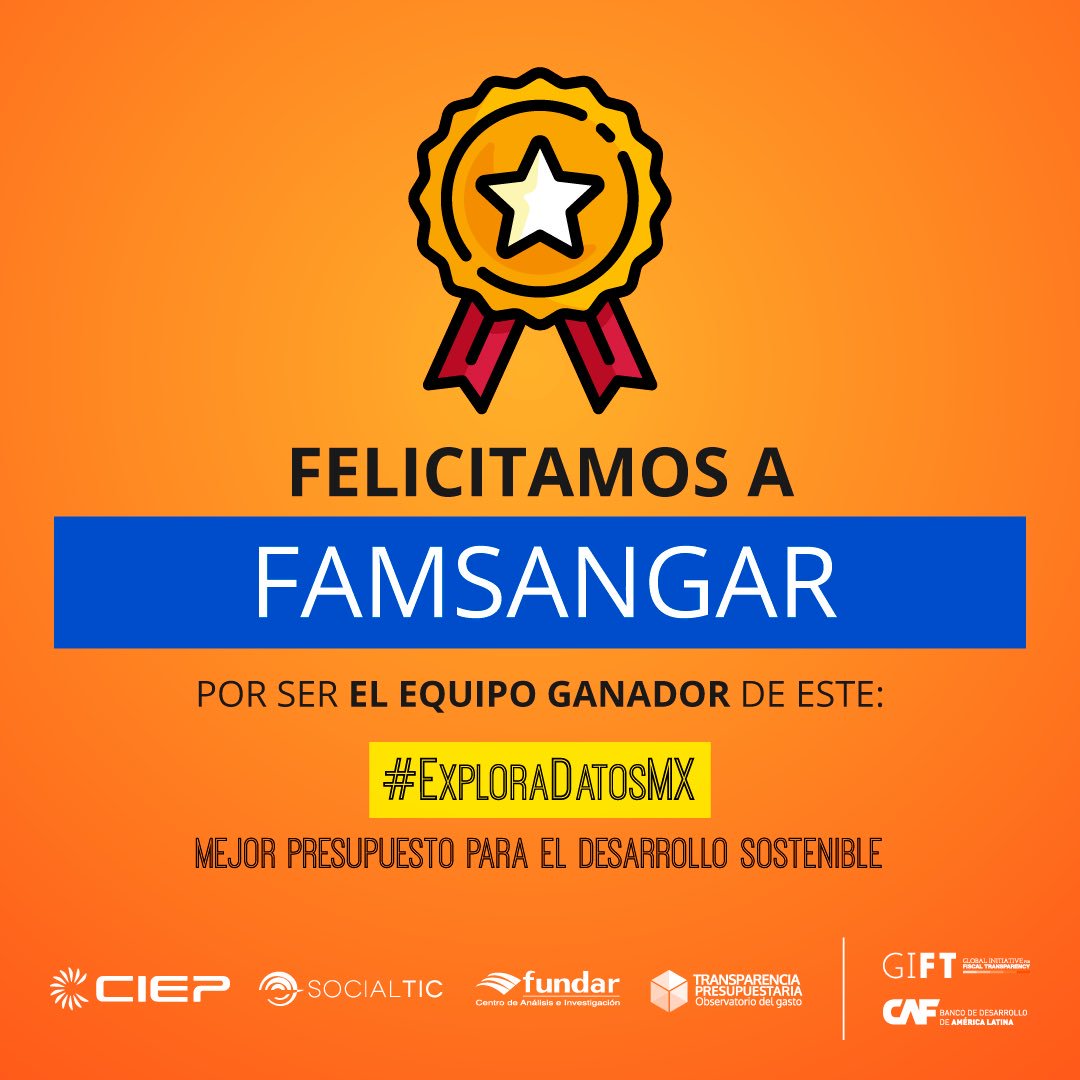 ciepmx's tweet image. ¡Felicidades, #FamSanGar! Gracias por explorar los datos presupuestarios para el desarrollo sostenible. #ExploraDatosMX