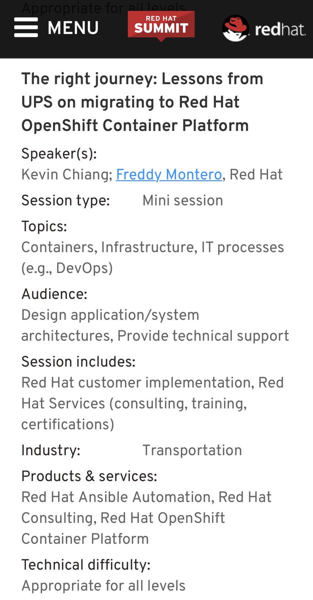FeMontero's tweet photo. This is a huge achievement. 
Very proud to be presenting 3 sessions at this year’s @RedHatSummit in Boston. 
If you are attending, be sure to add these breakout sessions to your schedule.
#LifeatRedHat #RedHatLife #OpenShift #Diversity #OpenSource https://t.co/nOEbNOSzKA