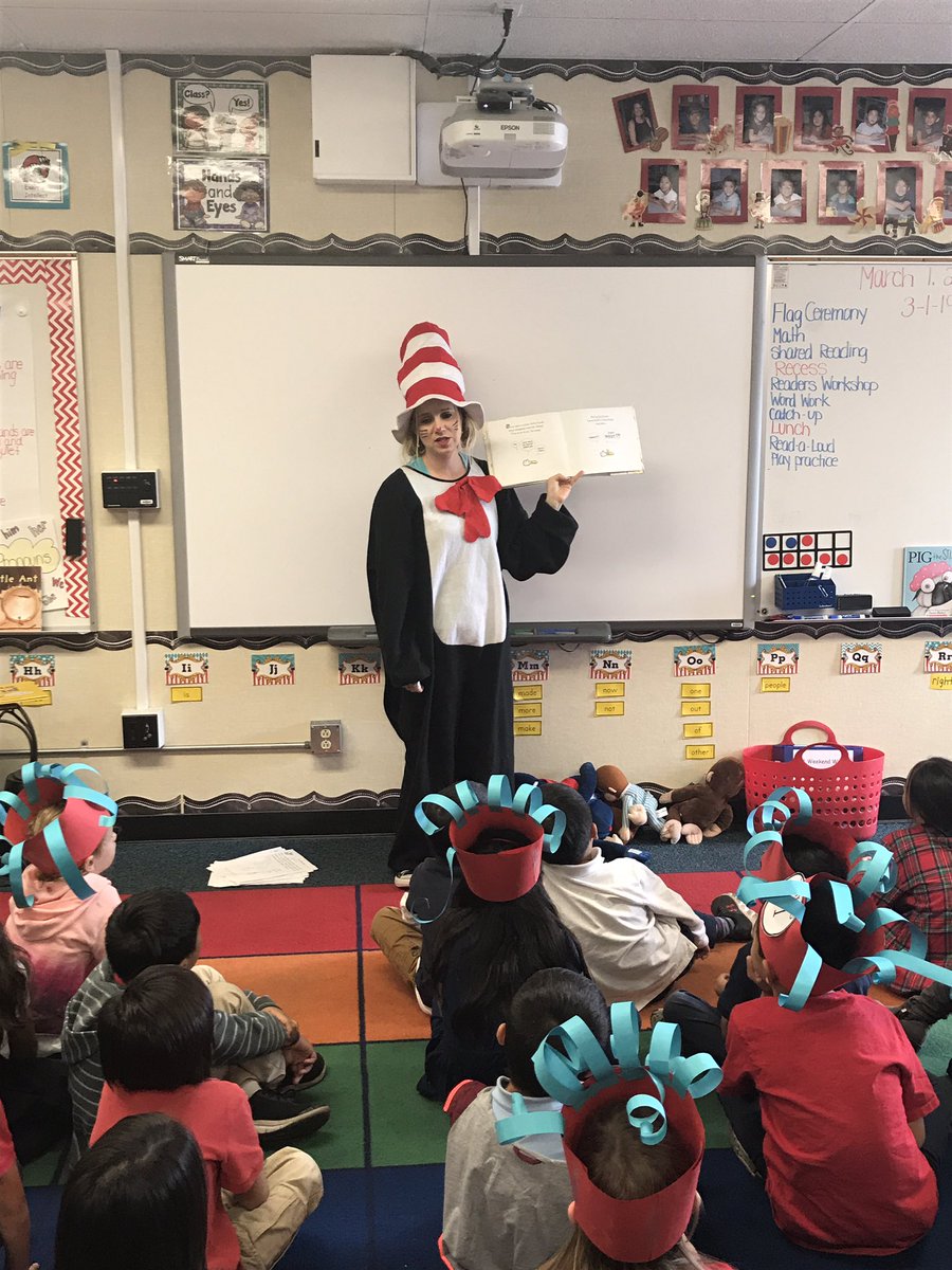 Tmaheilig's tweet photo. We had a special visit from The Cat in The Hat! Thanks @Smithteachk for celebrating Read Acrosd America with u. @Tustinmemorial https://t.co/qdWY5GWcvZ