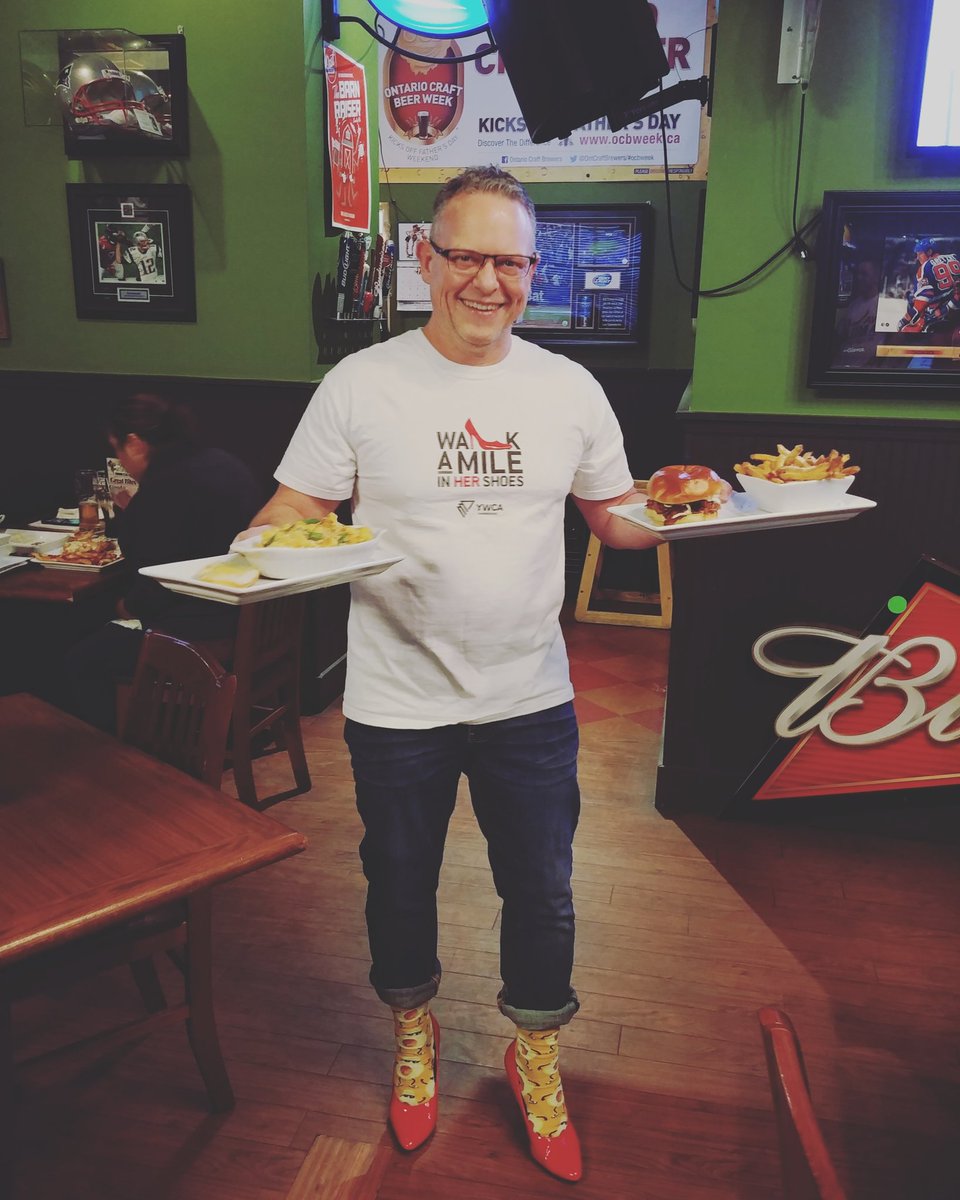 ywcacambridge's tweet photo. Celebrity server Kevin from Intrigue Media is here to serve you in #WAM style! #WalkaMileInHerShoes @IMC_Kevin @WalkAMileWR https://t.co/OtSCMWasNL