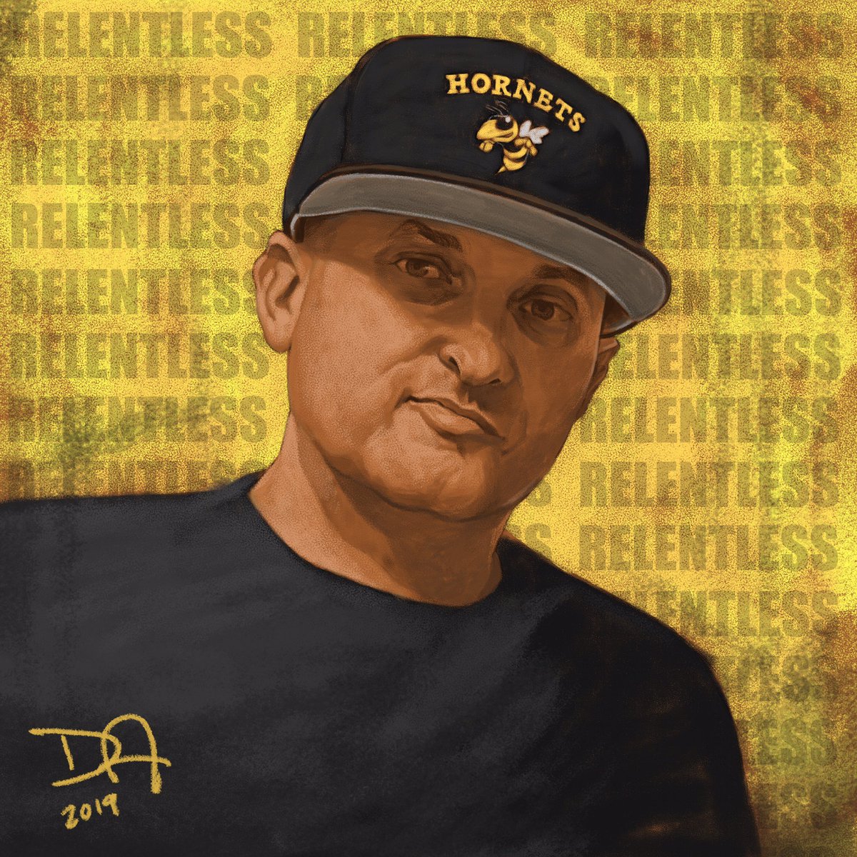 Completely blown away by the work of Dan Alsheimer - his work is straight lit! Surprised and Humbled beyond words for this gift! Never take it for granted! Game knows game! #relentless